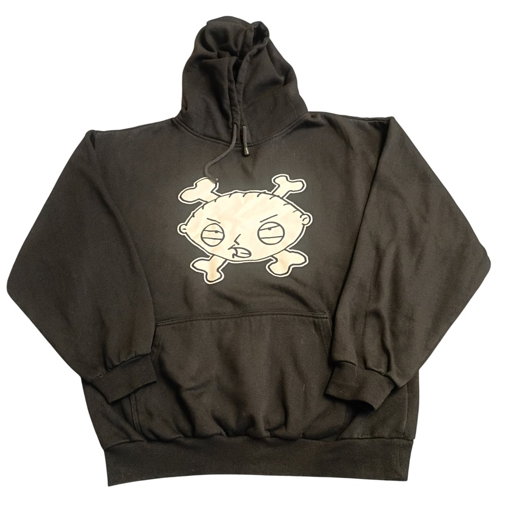 Family Guy Stewie Griffin Hoodie Mens 2XL Black Vintage 2006 Skull Crossbones